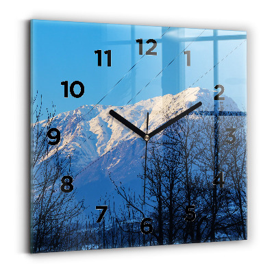Horloge murale carrée Vue de la montagne