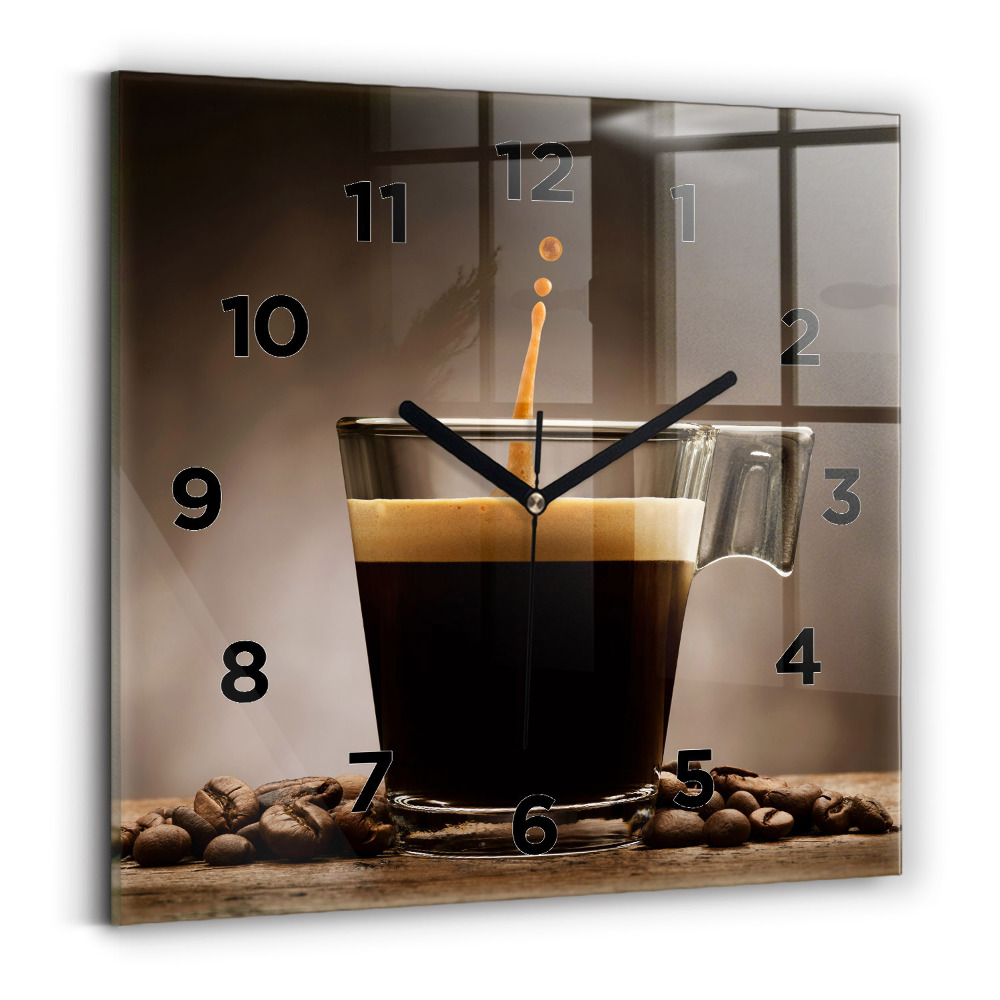 Pendule carrée en verre Tasse de café