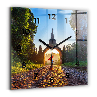 Horloge carrée en verre Parc de Surat Thani en Thaïlande