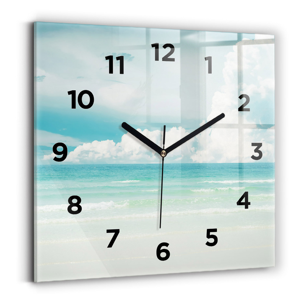 Horloge carrée en verre Paysage mer