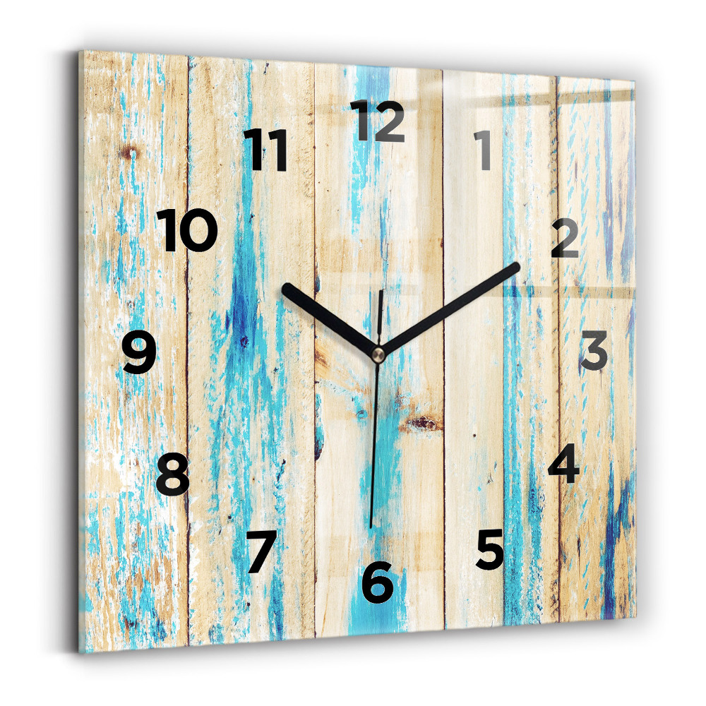 Horloge carrée en verre Bois rayé