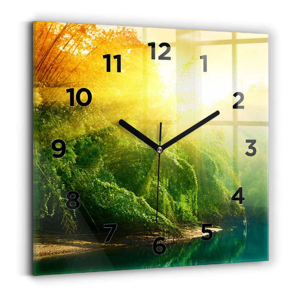 Horloge carrée en verre Nature paisible
