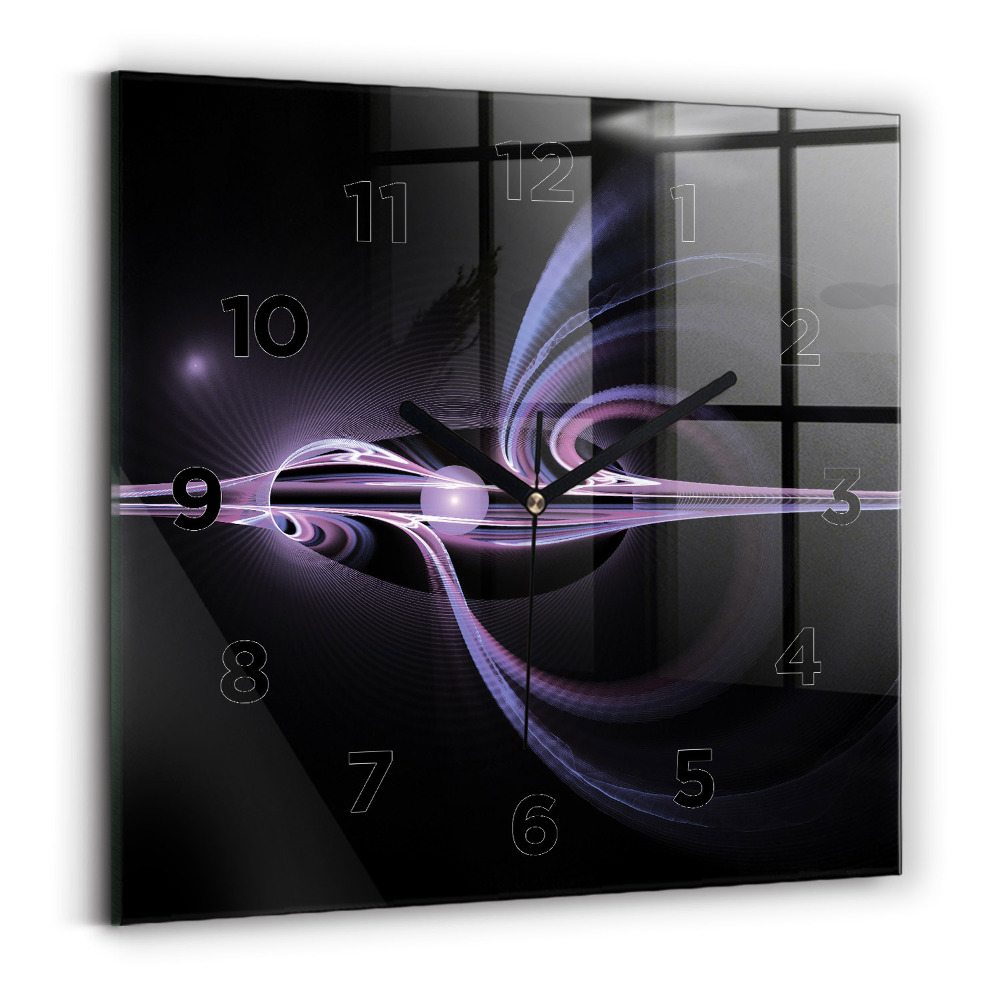 Horloge carrée en verre Abstraction violette