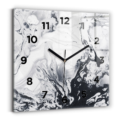 Pendule carrée en verre Marbre abstrait à l'encre
