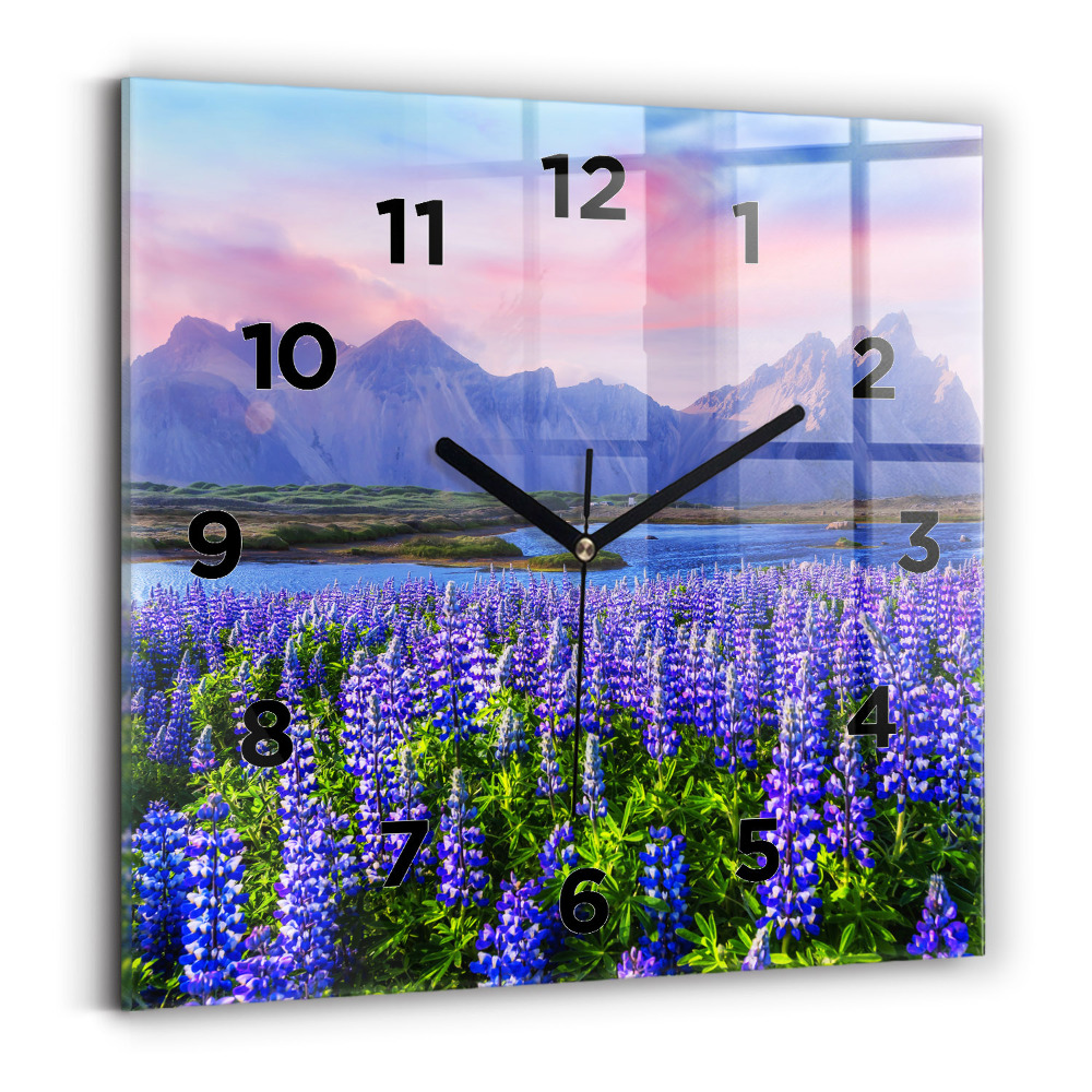 Horloge murale carrée Vue d'une montagne en Islande