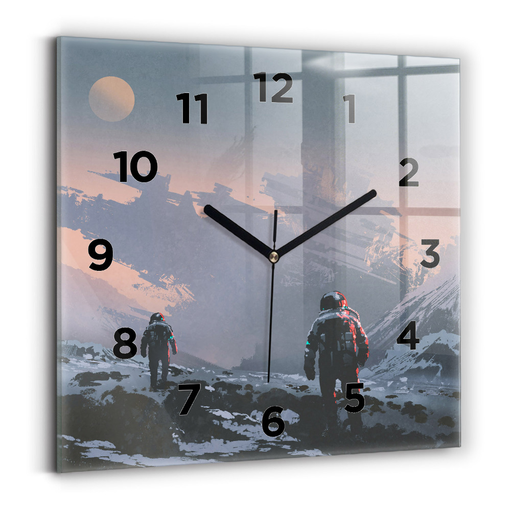 Horloge carrée en verre Astronautes Voie lactée