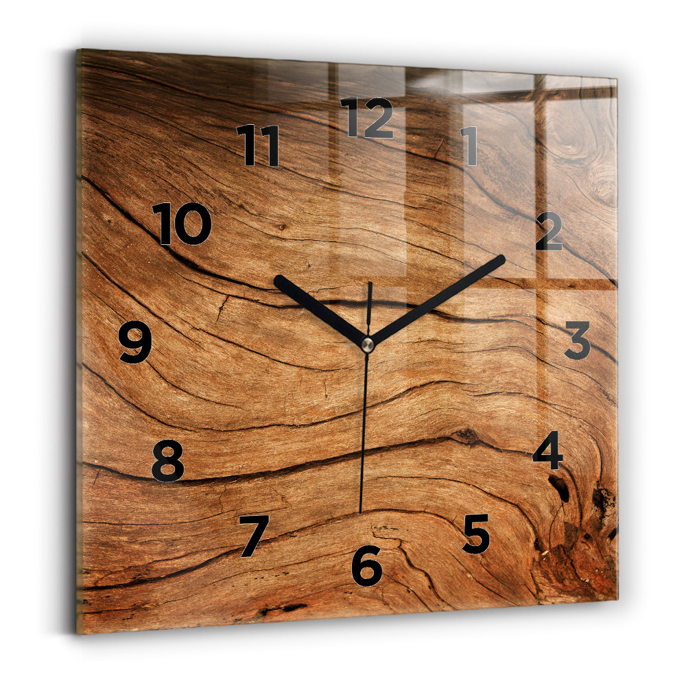 Pendule carrée en verre Vieux bois