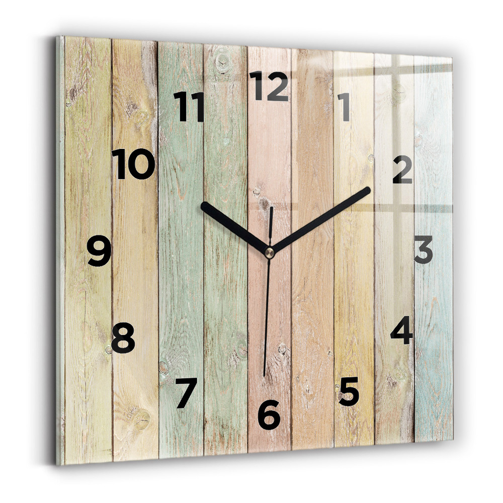 Pendule carrée en verre Planches colorées