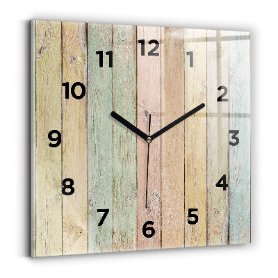 Pendule carrée en verre Planches colorées