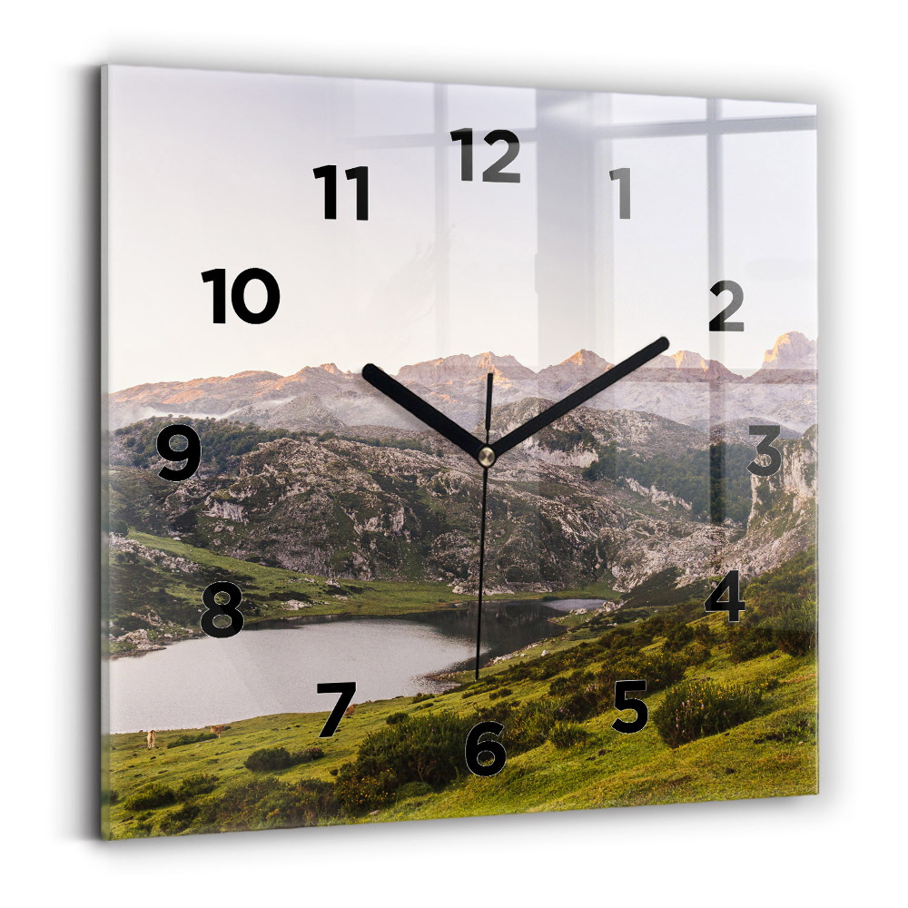 Pendule carrée en verre Lac et montagnes des Pyrénées