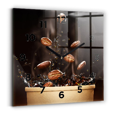 Pendule carrée en verre Café chaud