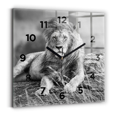Pendule carrée en verre Abstrait - Lion