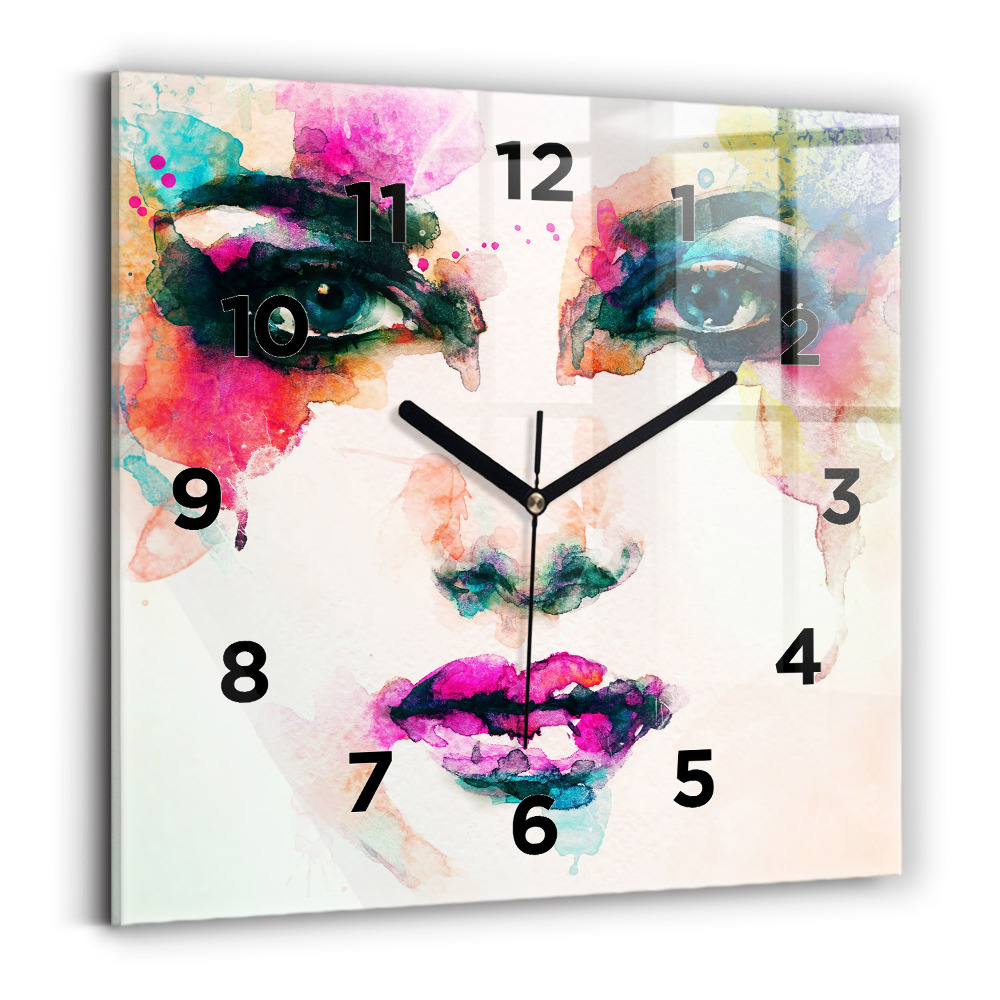 Horloge murale carrée Visage abstrait d'une femme