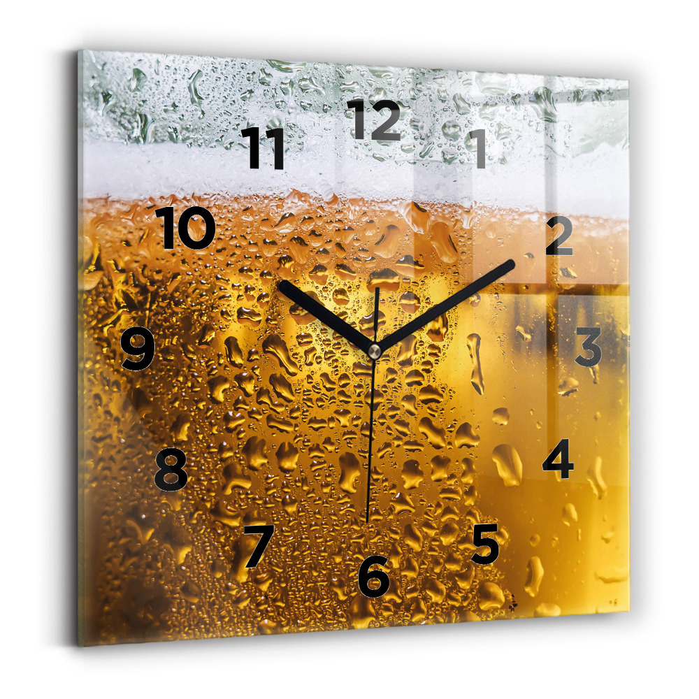 Horloge carrée en verre Chope de bière