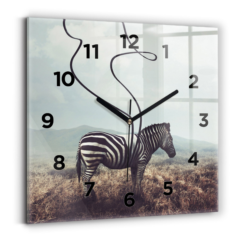 Horloge carrée en verre Zèbre - Abstraction