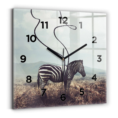 Horloge carrée en verre Zèbre - Abstraction