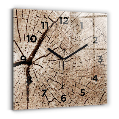 Horloge murale carrée Tronc en bois ancien