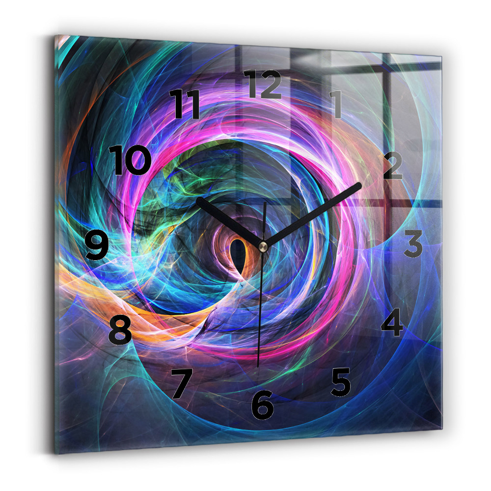 Horloge murale carrée Fractale colorée