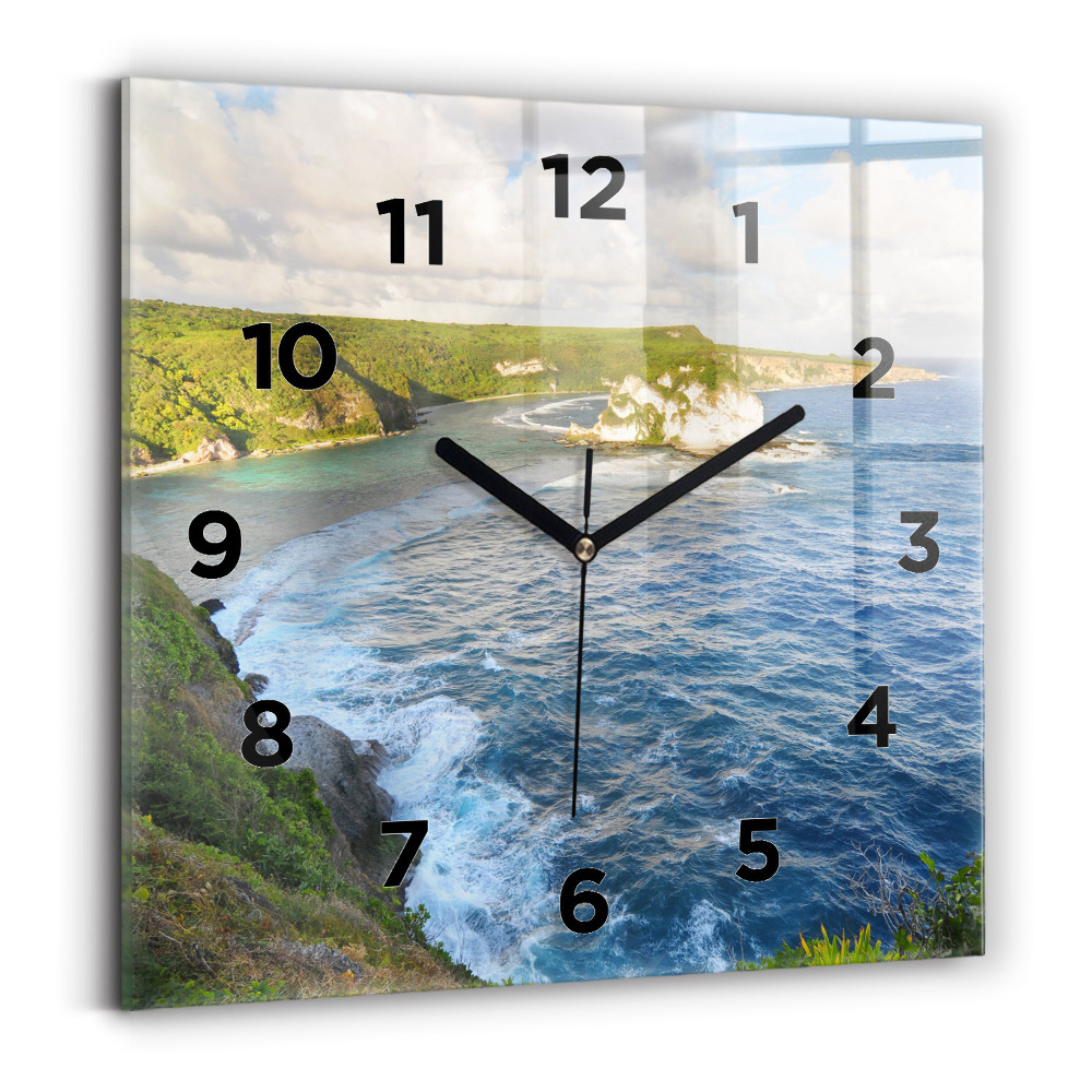 Pendule carrée en verre Côte océanique