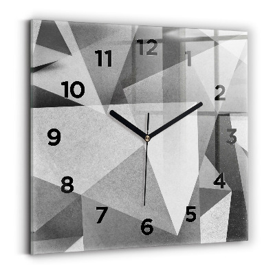 Horloge carrée en verre Abstraction géométrique grise