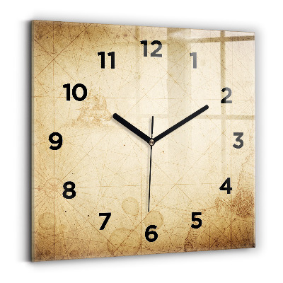 Pendule carrée en verre Ancienne carte du monde