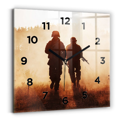 Pendule carrée en verre Marines des États-Unis