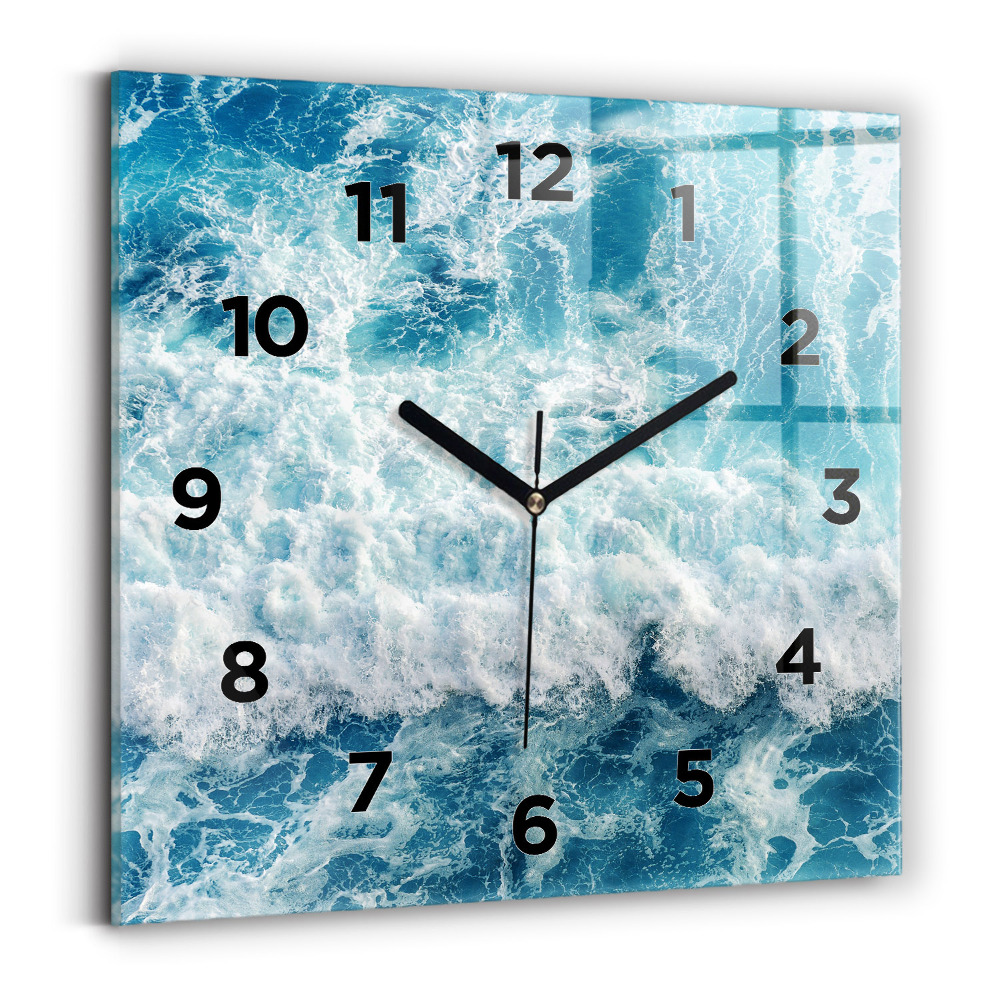 Pendule carrée en verre Vagues de l'océan