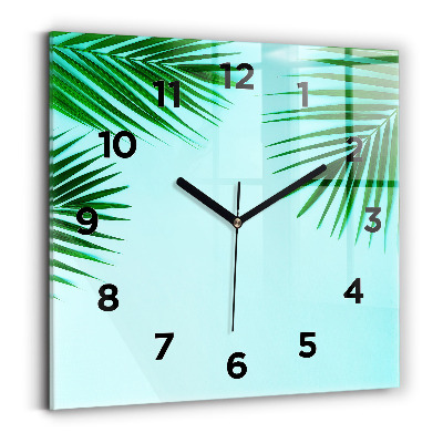Horloge murale carrée Palmiers verts