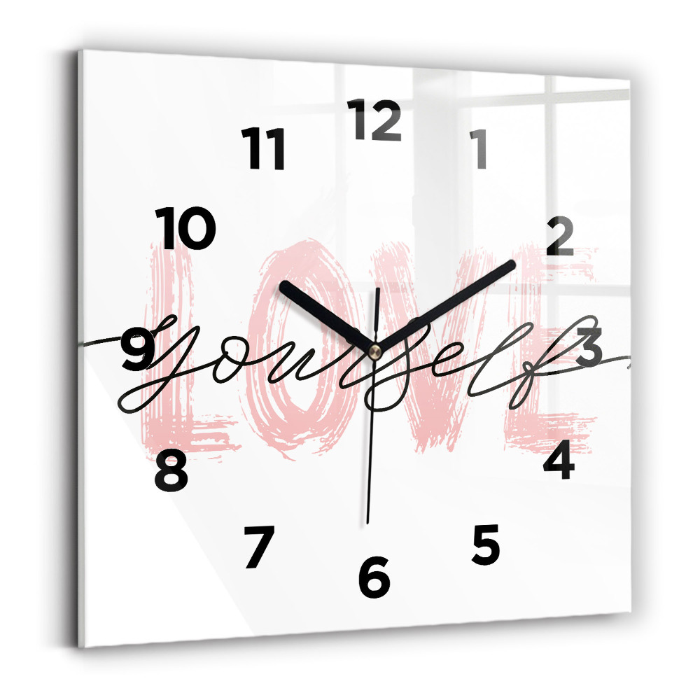 Horloge murale carrée Inscription Love yourself