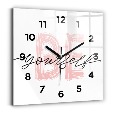 Pendule carrée en verre Inscription 