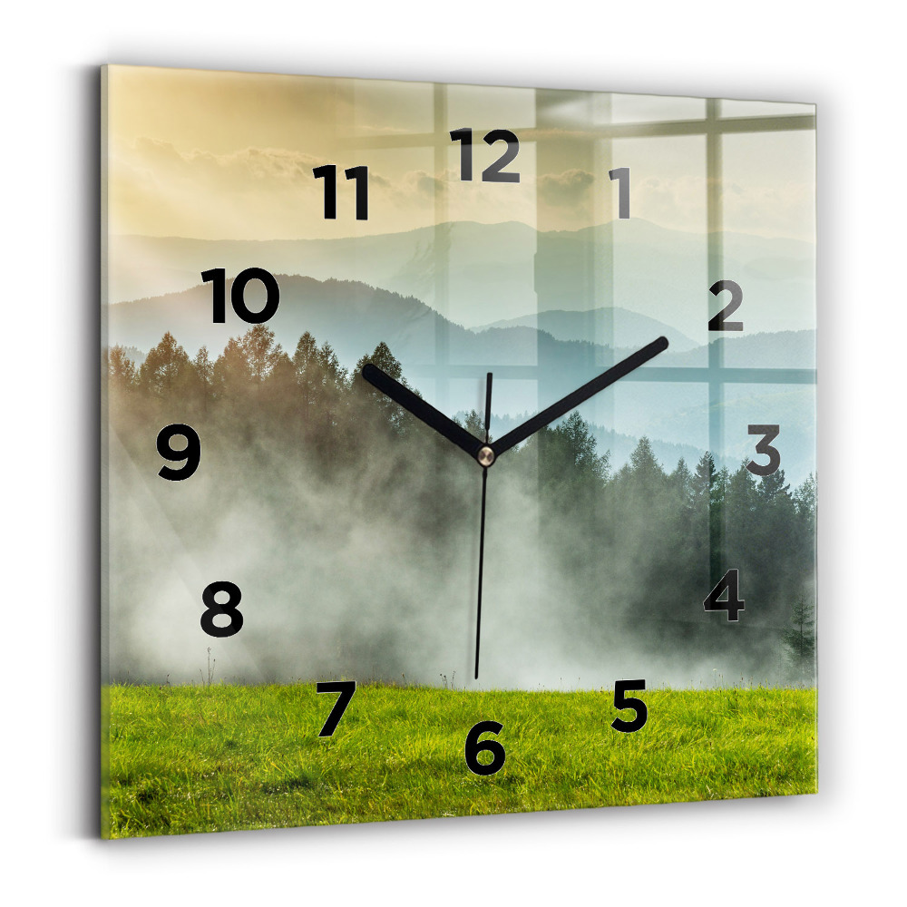 Pendule carrée en verre Paysage de montagne