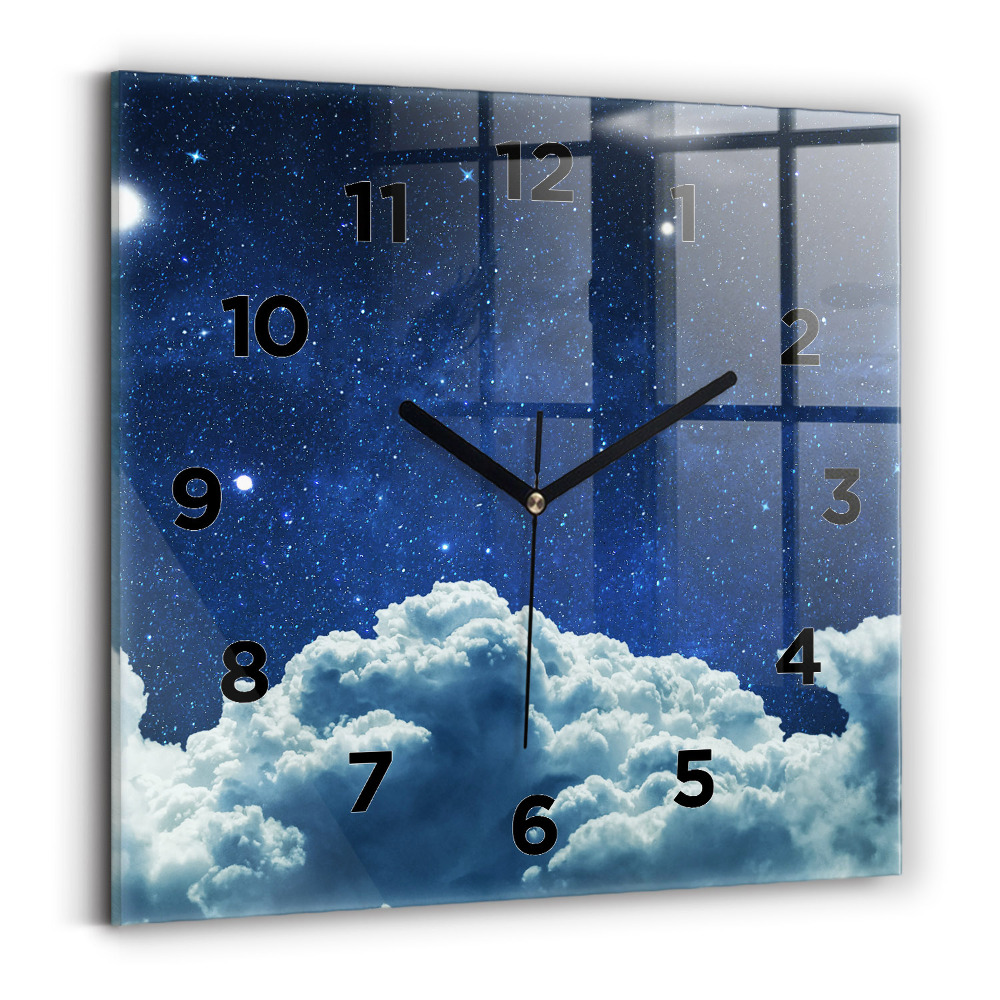 Horloge carrée en verre Ciel nocturne