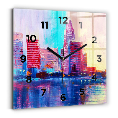 Horloge carrée en verre Abstrait de gratte-ciel