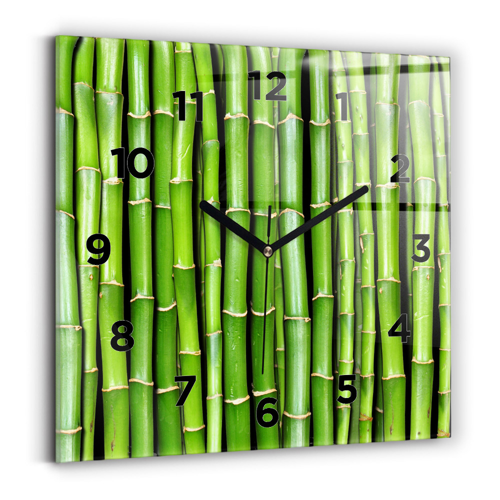 Horloge carrée en verre Bambou asiatique