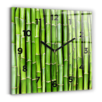 Horloge carrée en verre Bambou asiatique