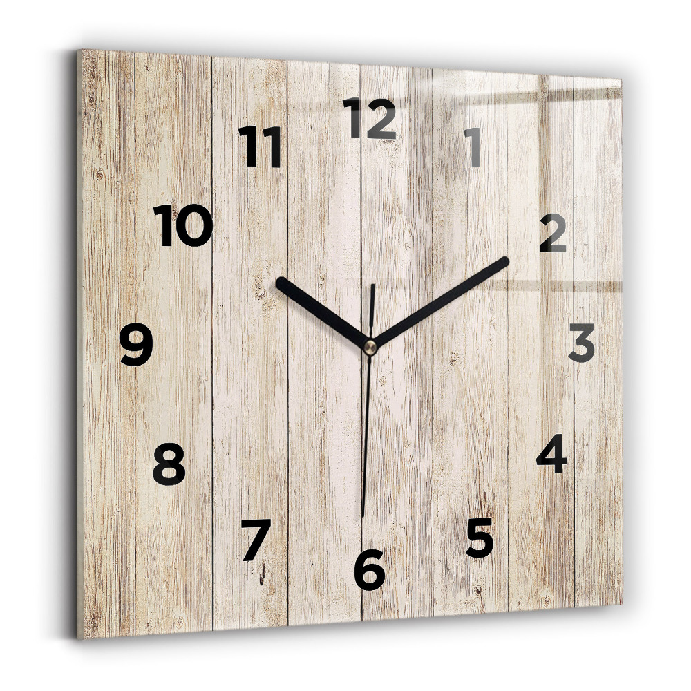 Horloge carrée en verre Panneaux en bois