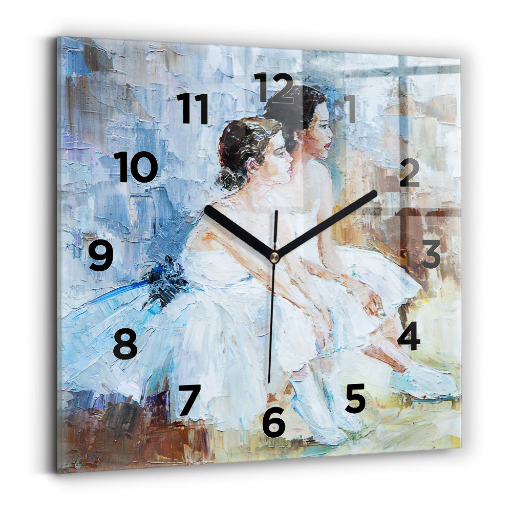 Horloge carrée en verre Jeunes ballerines