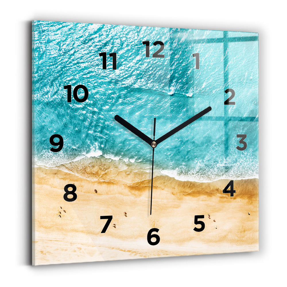 Horloge carrée en verre Personnes sur la plage