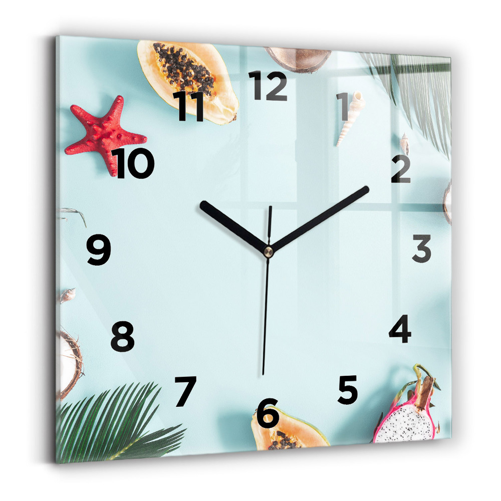 Pendule carrée en verre Composition d'été