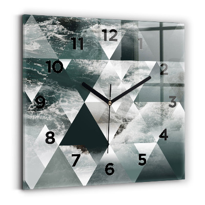 Pendule carrée en verre Vagues de mer abstraites