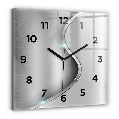 Horloge carrée en verre Abstraction en métal gris