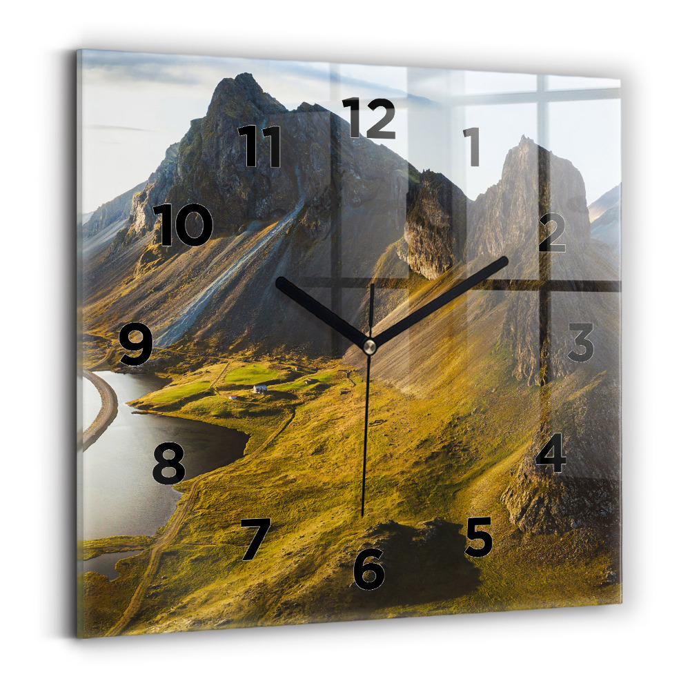 Horloge murale carrée Route en Islande