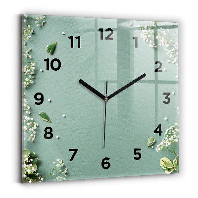 Horloge carrée en verre Fleurs délicates