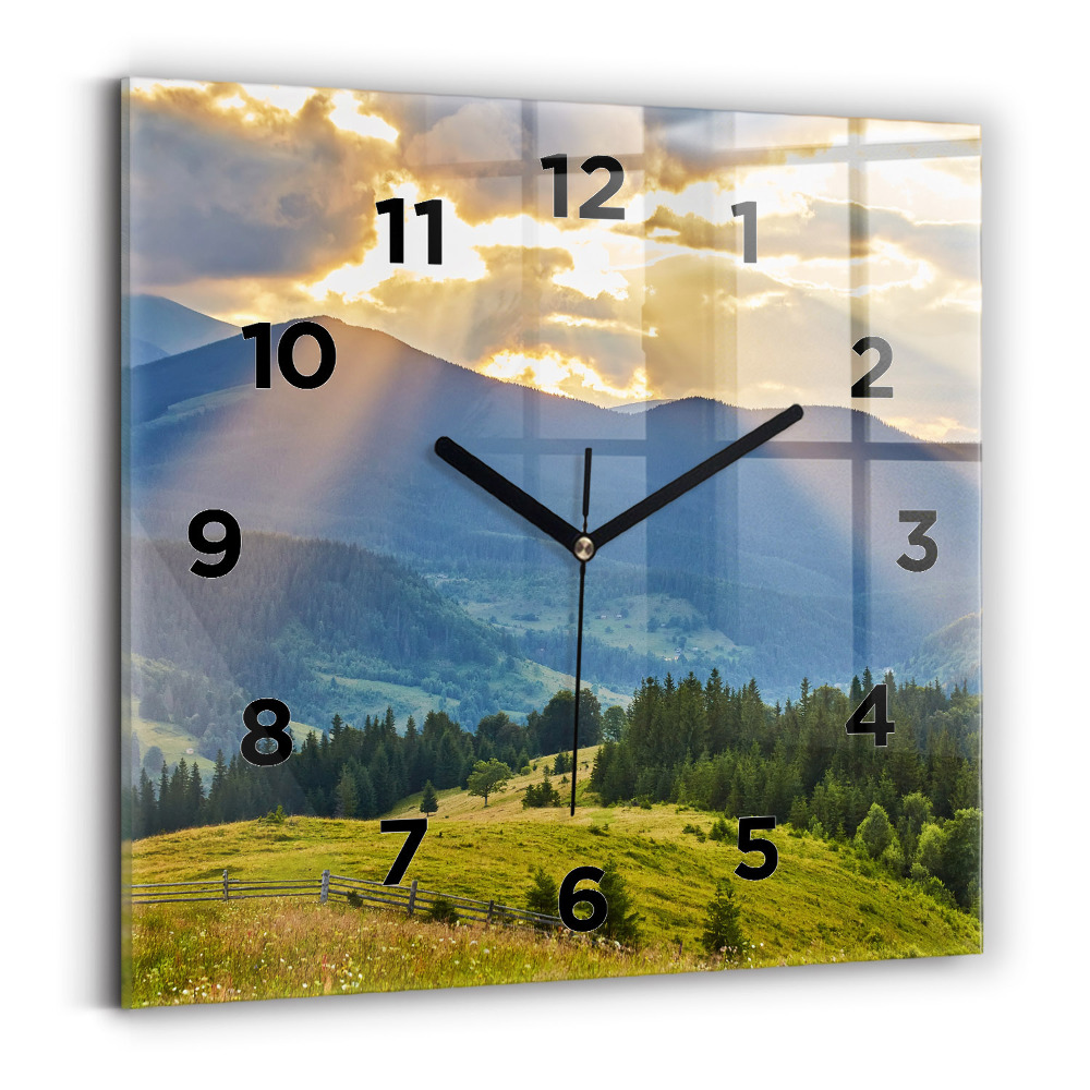 Horloge murale carrée Paysage avec forêts