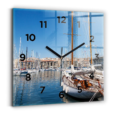 Horloge carrée en verre Port de plaisance de Marseille France