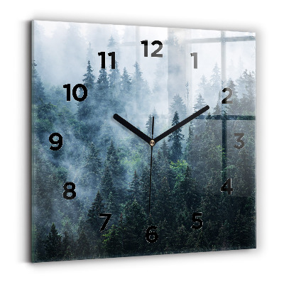 Pendule carrée en verre Paysage de montagne brumeux