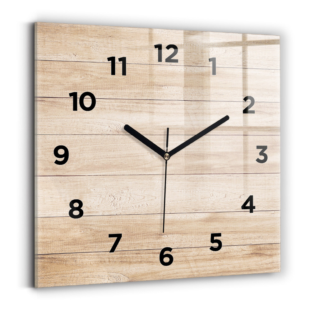 Horloge carrée en verre Texture en bois