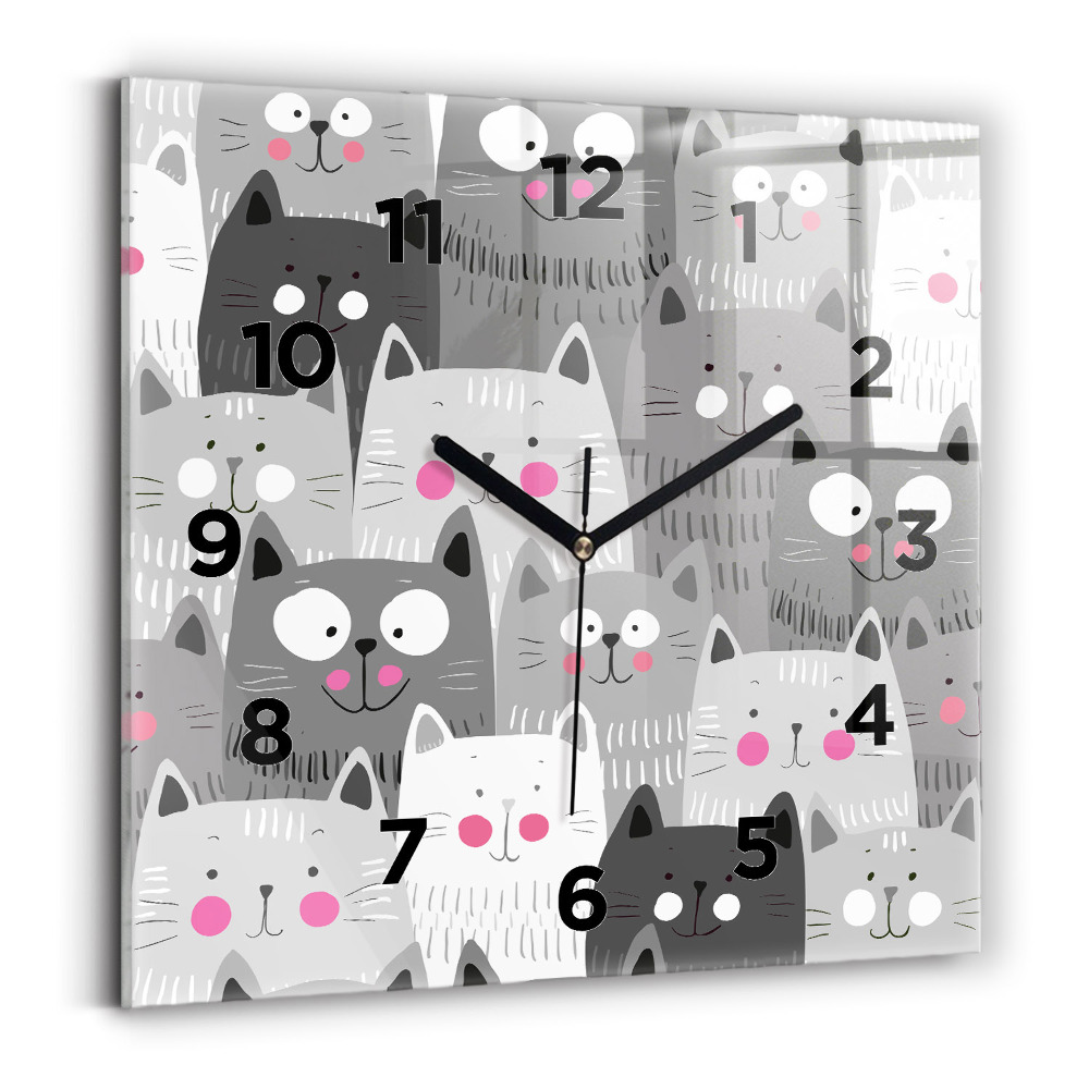 Horloge murale carrée Motif avec des chats