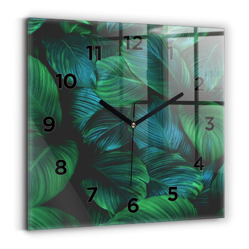 Horloge carrée en verre Feuilles de la nature