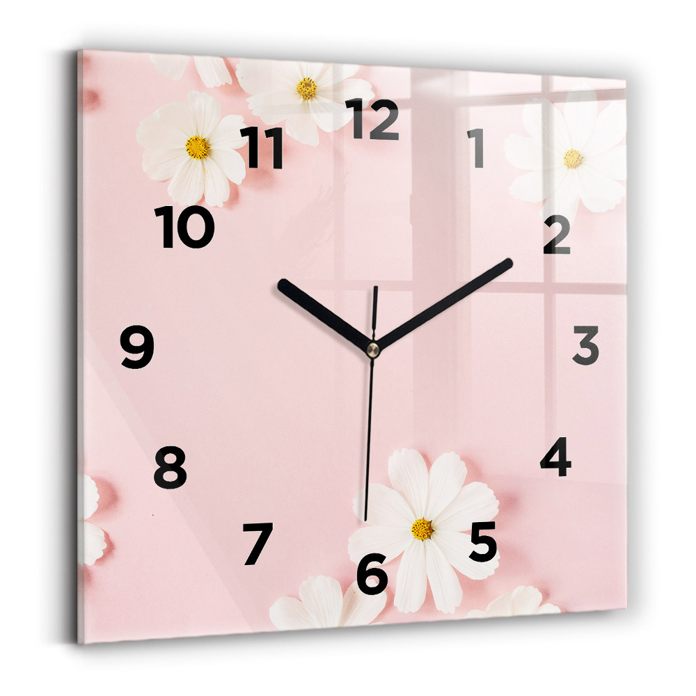 Horloge murale carrée Fleurs de marguerite